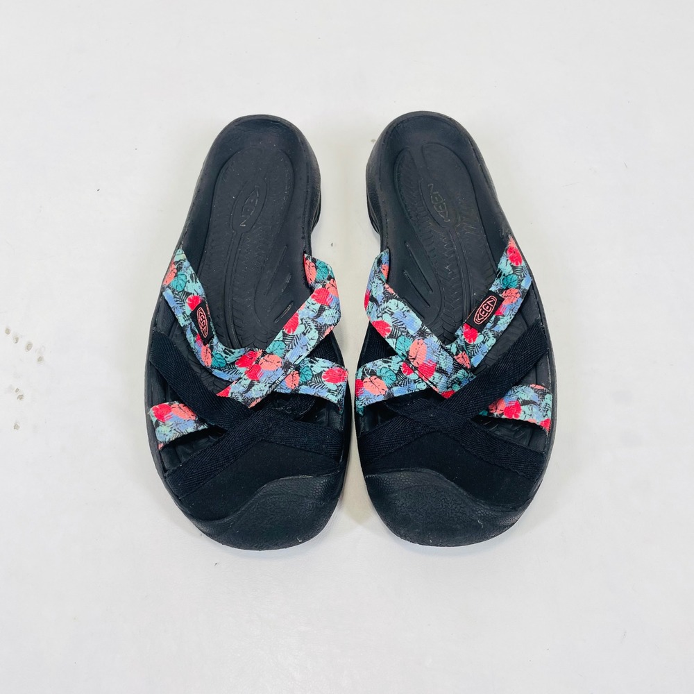 Keen Bali Strap Sandals Womens 8.5 Black Floral Slide 1022434 - Picture 2 of 8